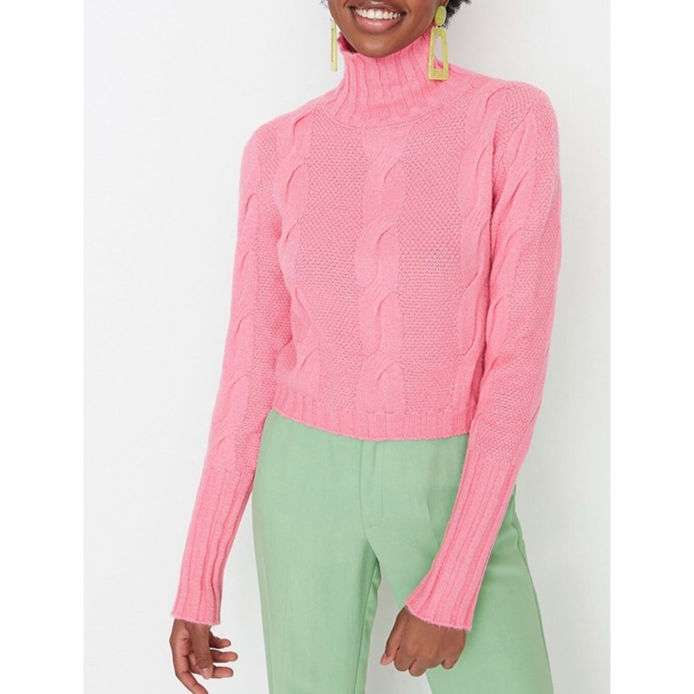 Pink Cable-Knit Sweater